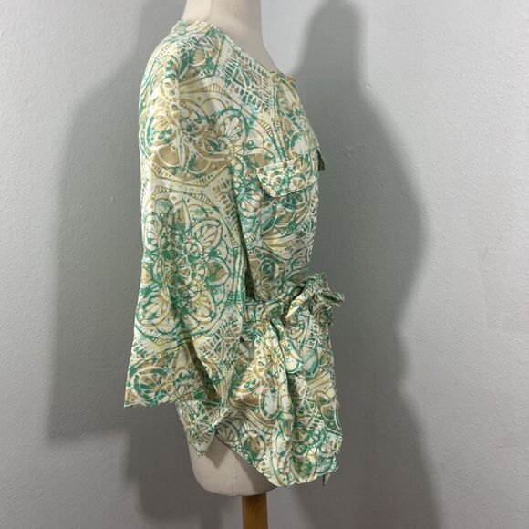 Lark Lane Blouse Womens 18 Multi Linen Blend Preppy Office Siren Career Work - Picture 5 of 9